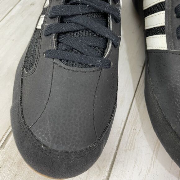 Adidas Shoes Mens 8 HVC 2 Wrestling Sneakers Black Leather Mid Top Logo … - Picture 4 of 11